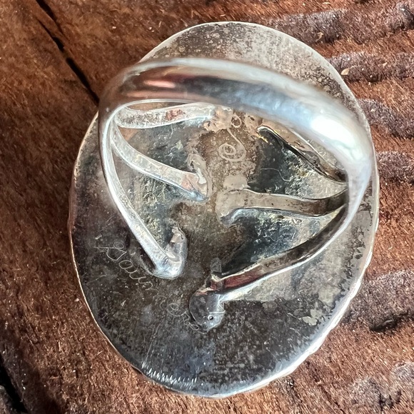 Navajo Native American Brown Agate Ring Large Oval Rope Sterling 6.5 - Picture 12 of 14